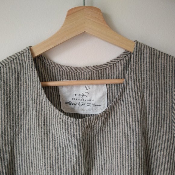 notPERFECTLINEN NPL Natural Stripes Linen Mama Dress! Size M - Picture 5 of 7